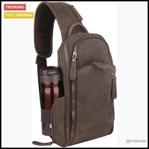 Leather Sling Bag Tactical Crossbody Shoulder Bag Retro Rugged Unisex